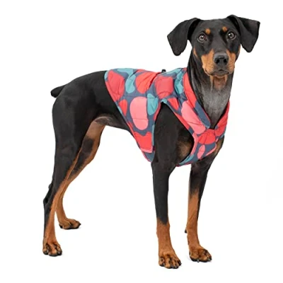 Image of Kurgo Loft Dog Jacket, Reversible Coat, Wear with Harness or Sweater, Water Resistant, Reflective, Winter Coat For Small Dogs (Lava Lamp, S)