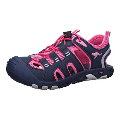 Image of KangaROOS Women&#039;s K Trek Jam Sandal, Dk Navy Daisy Pink, 4 UK