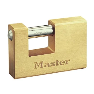 Image of Master Lock 606EURD Rectangular Brass Padlock with Key, Gold, 6,5 x 6,3 1,4 cm