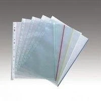Image of Punched Pockets A4 Coloured Edge Open Top 50mu Polypropylene 9410410 Pack 100