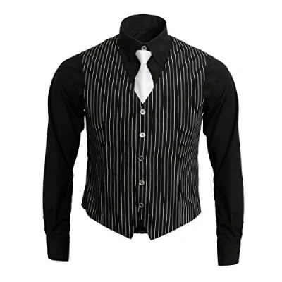 Image of Nofonda 1920s Adult Men&#039;s Gangster Shirt, Vest and Tie Costume 20&#039;s Fancy Dress up Outfit Suit Vintage Boss (XX Large)