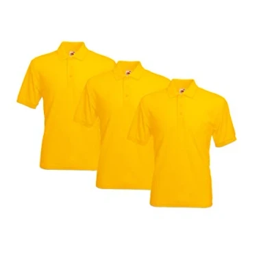 Image of Fruit of the Loom Men&#039;s 63 402 0 Polo Shirt, Yellow, L (Pack 3)