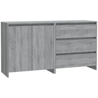 Image of vidaXL 2 Piece Sideboard Set Compact and Practical Storage Solutions in Grey Sonoma Engineered Wood with Drawers Doors Ideal for Living Room or Bedroom
