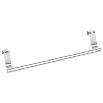 Image of 36.5 cm Door Towel Holder, Stainless Steel No Drilling Rail for Hanging, Kitchen Tea Hanging Hook Holder Kitchen, Bathroom, Cabinet Door, Silver