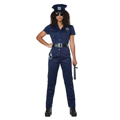 Image of California Costumes 01570XL Police Woman Adult Costume Character Sized, Solid, Blue, XL