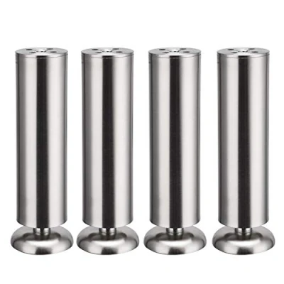 Image of Qrity 4x 200mm (Height) Furniture leg Kitchen Feet Worktop TV Desk Sofa Stainless Steel Table Rubber Mat Safe &amp; Silent Dia 50mm