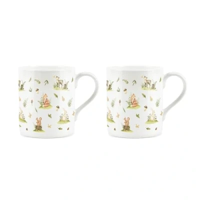 Image of Forest Animals Mugs Set Woodland Critters Nature Gift Small Bone China Cups of 2 Tea/Coffee Present