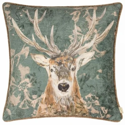 Image of Evans Lichfield Avebury Stag Piped Feather Filled Cushion