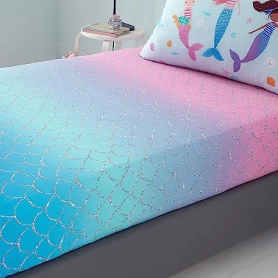 Image of Catherine Lansfield Kids Mermaid Ombre Double Fitted Sheet Pink