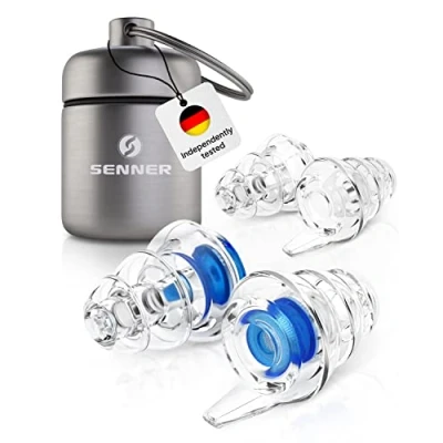 Image of Senner MusicPro Reusable Hearing Protection Earplugs for Concert, Festival, Music and Club with Aluminium Container, Especially Light Ear Protectors to wear