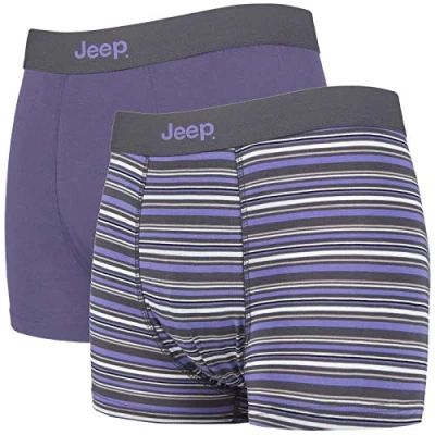 Image of Jeep 2 Pairs Mens Soft Natural Bamboo Fibres Comfy Fitted Trunks Purple Size Small