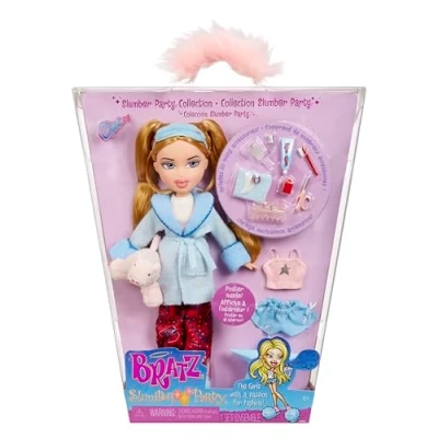 Image of Bratz Slumber Party Cloe Fashion Doll With 2 Sets of Pyjamas, Plush Animal and Accessories Suitable for Kids Collectors