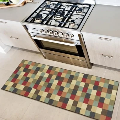 Image of Ottomanson Ottohome Collection Checkered Design Runner Rug, 50 cm x 150 cm, Multicolor