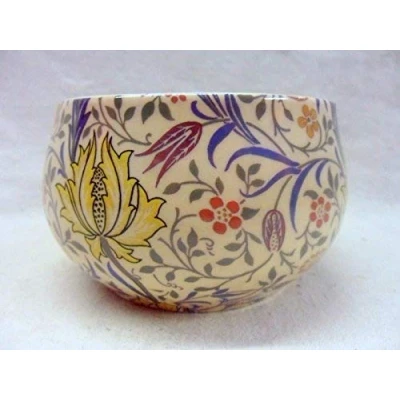 Image of Heron Cross Pottery William Morris flora design open sugar bowl