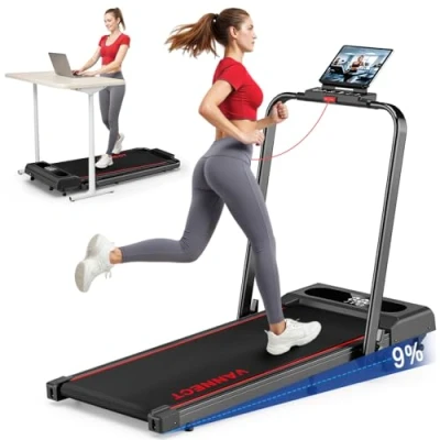 Image of 6 in 1 Folding Treadmill with 12KM/H, 9% Incline Walking Pad Foldable APP, 2.75HP Under Desk Treadmills for Home Office, Running Machine Portable Magnetic Remote Control, 350LBS Weight