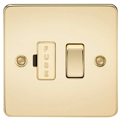 Image of KnightsBridge Flat Plate 13A switched fused spur unit polished brass