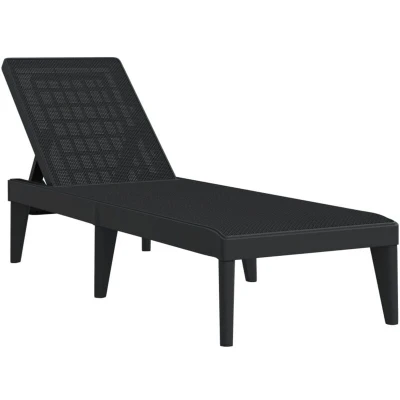 Image of vidaXL Sun Lounger with Adjustable Backrest, Durable Polypropylene Construction, Rattan Finish Look, Lightweight for Easy Movement, Ideal Garden, Patio, Deck Anthracite Grey