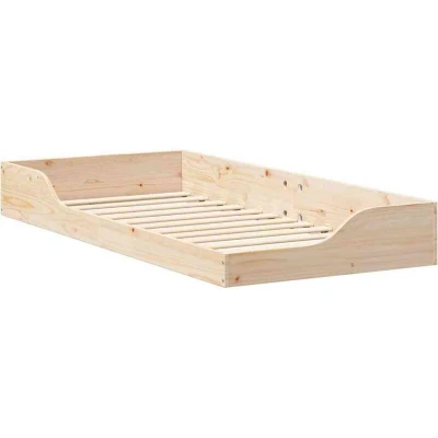 Image of Floor Bed Frame Brown 100 x 200 cm Solid pine wood Vidaxl