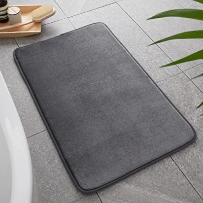 Image of Catherine Lansfield Anti Bacterial Memory Foam Bathmat Bath Mat Charcoal Grey