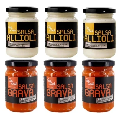 Image of Brava Sauce, Salsa Spicy Tomato Sauce &amp; Alioli Garlic Pack of 6 jars 130g (3x 3x Brava)