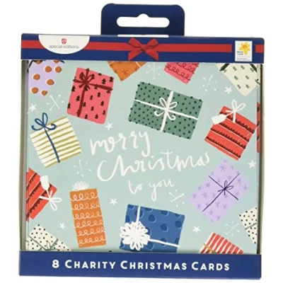 Image of Pack of 8 Merry Christmas Marie Curie Charity Cards Xmas