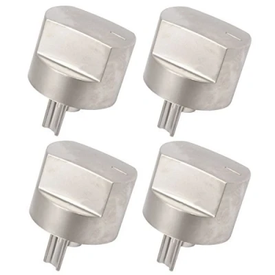 Image of Spares2go Control Knob Switch &amp; Shaft for Stoves Oven Cooker Hob (Silver, Pack of 4)