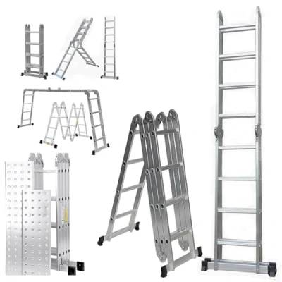 Image of Folding ladder 4.6m Multipurpose 11 in 1 Step Work Bench with Aluminium Platform Stair Combination ladders for decorating Capacity 16 Steps Indoor Outdoor Works, EN131