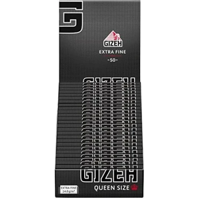 Image of Gizeh BLACK Queen Size Slim Papers for Self Turning Pack with Magnetic Closure Recyclable of 25 x 50 Premium Rolling Paper (14 g/m²)