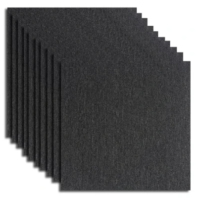 Image of 20PCS Carpet Tiles 5m2 Box Heavy Duty Floor Non Slip Interior 50X50cm for Flooring Home Office Living Room Bedroom Commercial Apartment (Black)