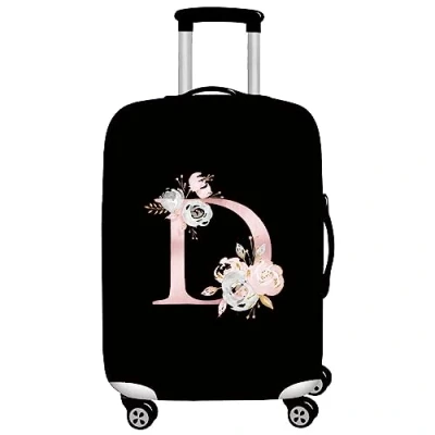 Image of initial letter Printed Design Travel Trolley Case Cover Protector Washable Suitcase Luggage Storage Covers for 18 28 inch (XL (29 32 Luggage), Pink Flower D)