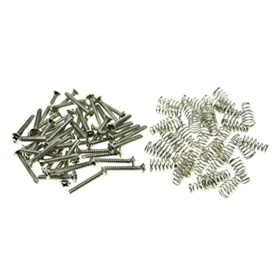 Image of KAISH Pack of 50 Metric Thread M3 Single Coil Pickup Mounting Screws and Springs 3x21.5mm for ST Strat/Tele Nickel