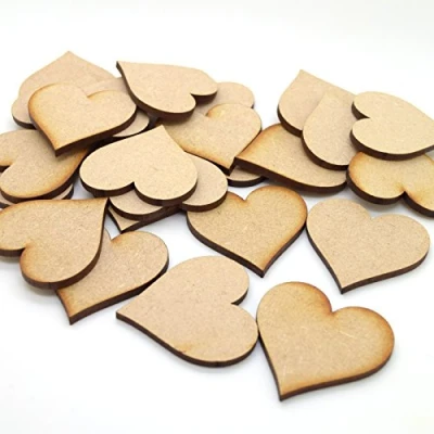 Image of 2cm MDF Hearts Pack of 25 Wooden Cut Out Craft Shape, Embellishments (2cm / 20mm)