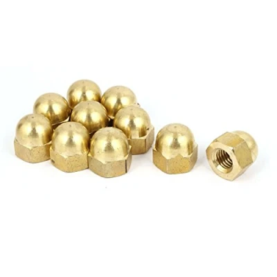 Image of Sourcingmap Hex Cap Nuts 10Pcs M10 Dome Brass Hexagon Decorative Nut for Screws Bolts Tone