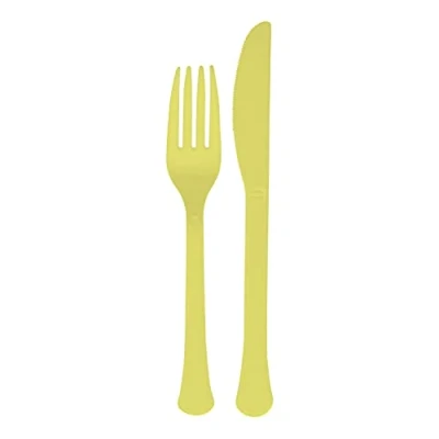 Image of Amscan 9915411 206 Lime Green Eco Friendly Re usable Dishwasher Safe Mixed Cutlery 24 Pack