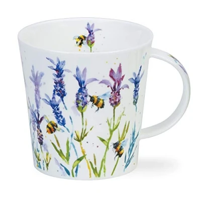 Image of Dunoon Mugs Cairgorm Busy Bee&#039;s Fine Bone China Mug 0.32 Litre (Blue Lavender)