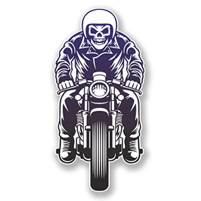 Image of 2 x 10cm Skull Biker Vinyl Sticker Laptop Tool Box Motorbike Bike #6478 (5cm Wide Tall)
