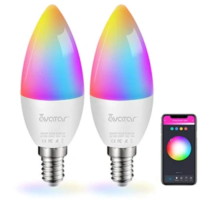 Image of Avatar Controls Smart Bulb E14 Light WiFi LED Candle Bulbs C37, Music Sync 5W 2700K 6500K RGB+Warm/Cool White Colour Dimmable Compatible with Alexa/Google Home App