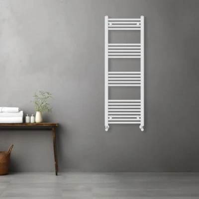 Image of Warmehaus Contemporary Straight Heated Bathroom Towel Rail Radiator Rad 1400x500mm White