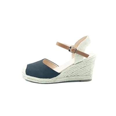 Image of Fashion Thirsty Womens Platform Sandals Ladies Summer Wedge Espadrilles Buckle Ankle Strap Closed Toe Flatforms Comfy Mid Heel Casual Holiday Shoes