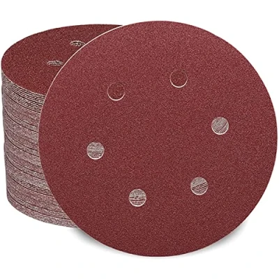 Image of 100PCS 150mm Sanding Discs Pads, Hook and Loop 40 60 80 120 180 240 320 400 600 1000 Grits Sand Sheets 6 Holes Sandpaper Assorted for Orbital Sander