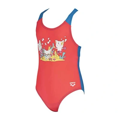 Image of Arena Girls Swimsuit Friends Fluo Red Turquoise, 19