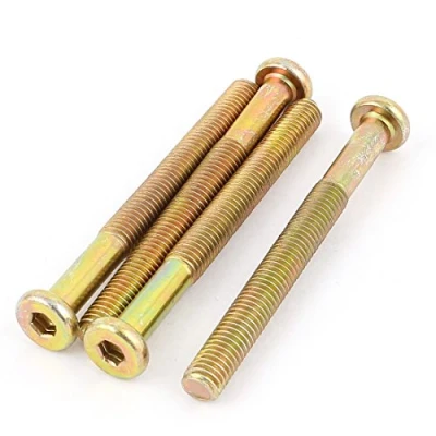 Image of sourcing map M8 X 80mm Threaded Hex Socket Head Cap Screws Bolts Bronze Tone 4 Pcs