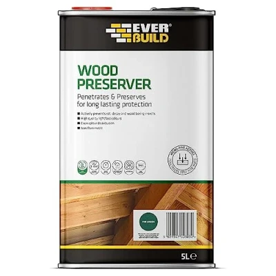 Image of Everbuild Wood Preserver Fir Green Penetrates and preserves for Long Lasting Protection 5 Litre
