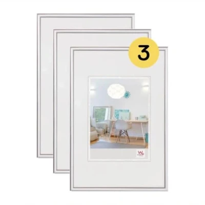 Image of walther Design Picture Frame Silver 20 x 30 cm 3 Pack, New Lifestyle Plastic KV030S3