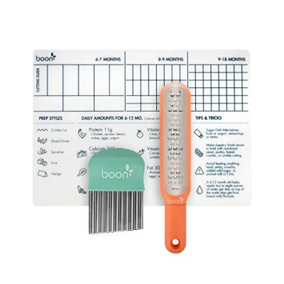 Image of Boon DIVVY Solid Baby Food Starter Kit, Includes Crinkle Cutter, Grater &amp; Silicone Mat, 3pc Set