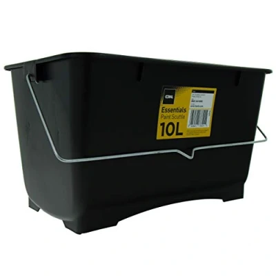 Image of Coral 73321 Essentials Plastic Paint Scuttle Container with Metal Handle for Paints and Paste 10 Litre, Black