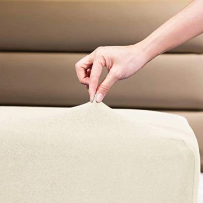 Image of Family Bedding King Size Fitted Sheets Deep Fit Bottom Sheet Jersey Cotton Pocket Bedsheet For Kingsize Bed (King, Cream)