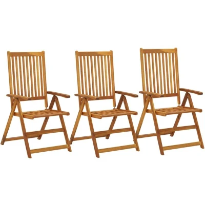 Image of vidaXL Garden Reclining Chairs 3 pcs Solid Acacia Wood