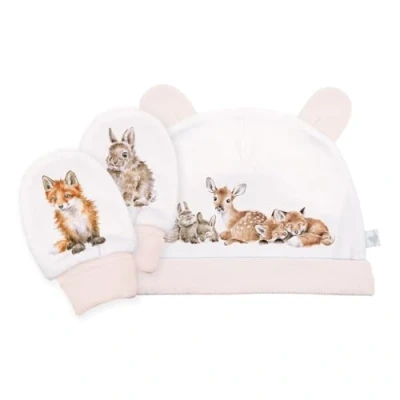 Image of Wrendale Designs &#039;Little Forest&#039; Woodland Animal Newborn Hat and Mitten Set