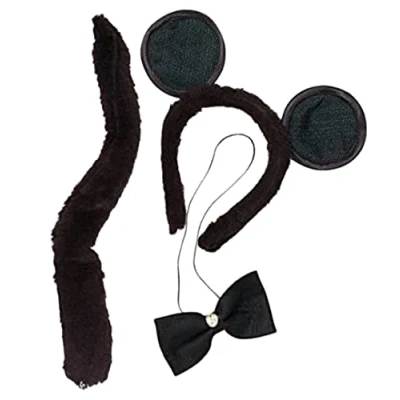 Image of Dreamzfit Adult Unisex Mickey Mouse Costume Set World Book Week Hen/Stag Night Carnival Cosplay Party Fancy Dress Accessories EARS HEADBAND + BOWTIE TAIL